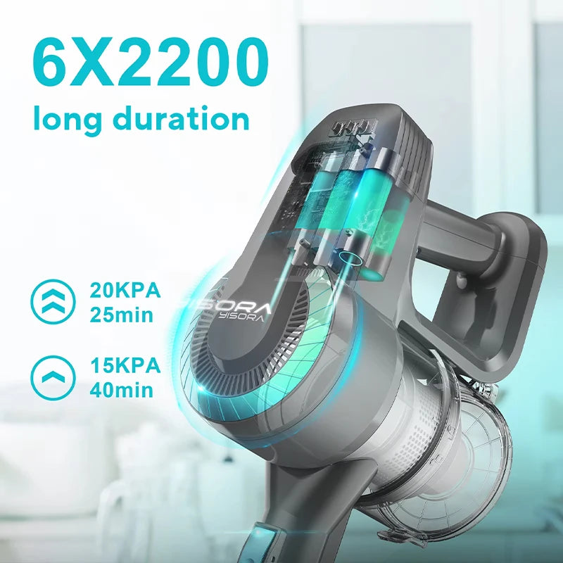 YISORA N300 Cordless Vacuum | 20KPa Powerful & Lightweight Stick Vac for Pet Hair, Carpet, and Hard Floors