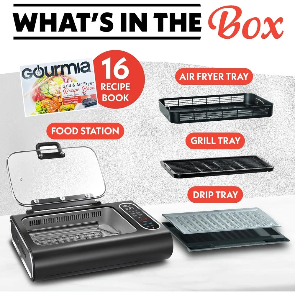 Gourmia5-in-1 Smokeless Grill & Air Fryer: Indoor Grilling Perfection