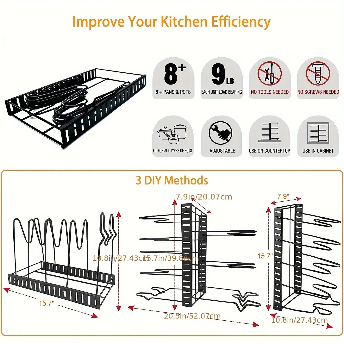Kitchen Savior: 2-Pack Adjustable Pot & Lid Organizer