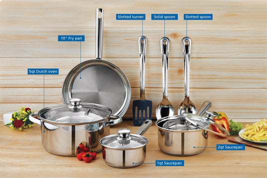 10-Piece Stainless Steel Cookware Set: Elevate Your Kitchen