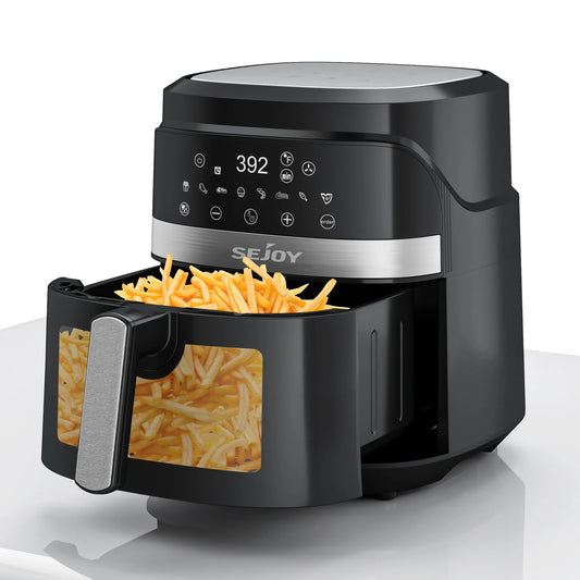 Sejoy 6 Quart 8-in-1 Air Fryer Oven with Viewing Window | 1500W Digital Oilless Cooker