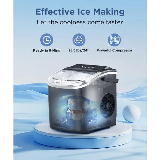 COWSAR Whisper-Quiet Countertop Ice Maker | 9 Cubes in 6 Mins
