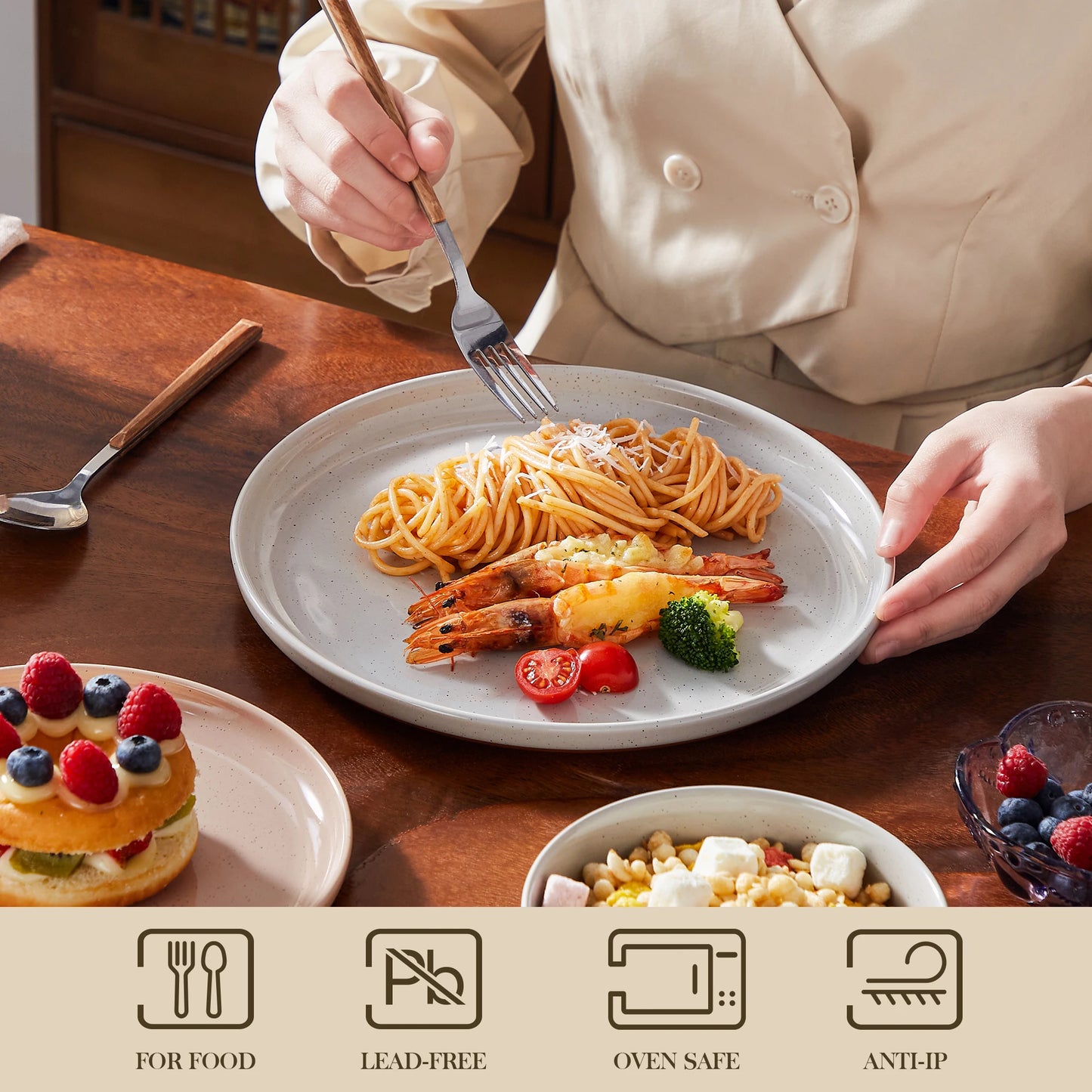 12/24-Piece Elegant Dinnerware Set - Stoneware Plates & Bowls
