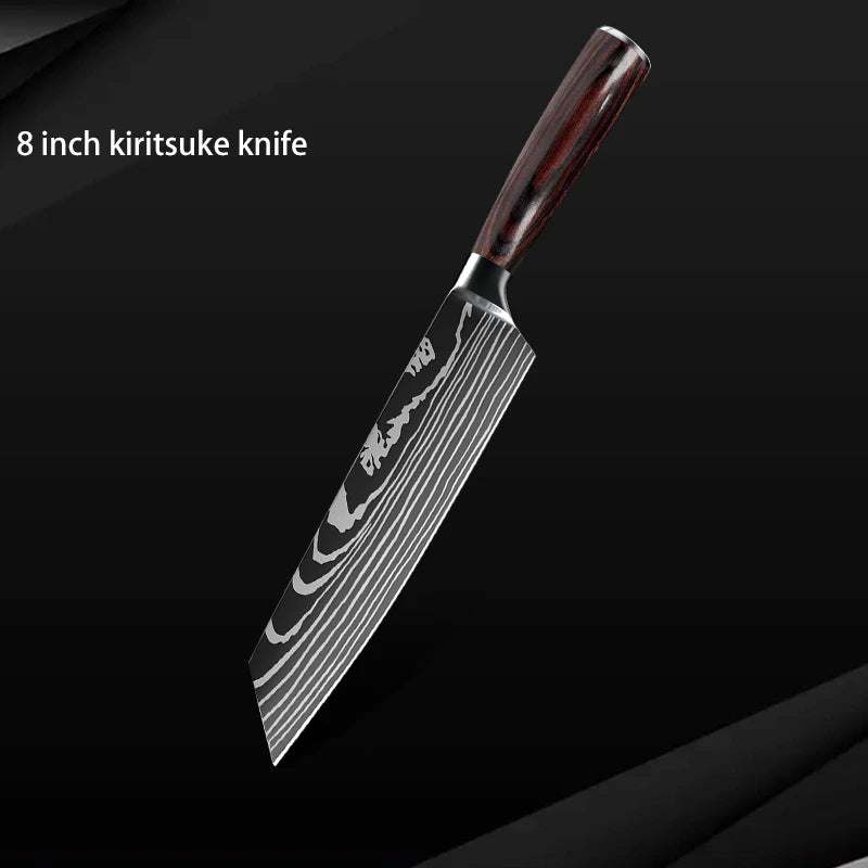 Damascus Steel Chef Knife Set: 7-Piece Kitchen Knife Block