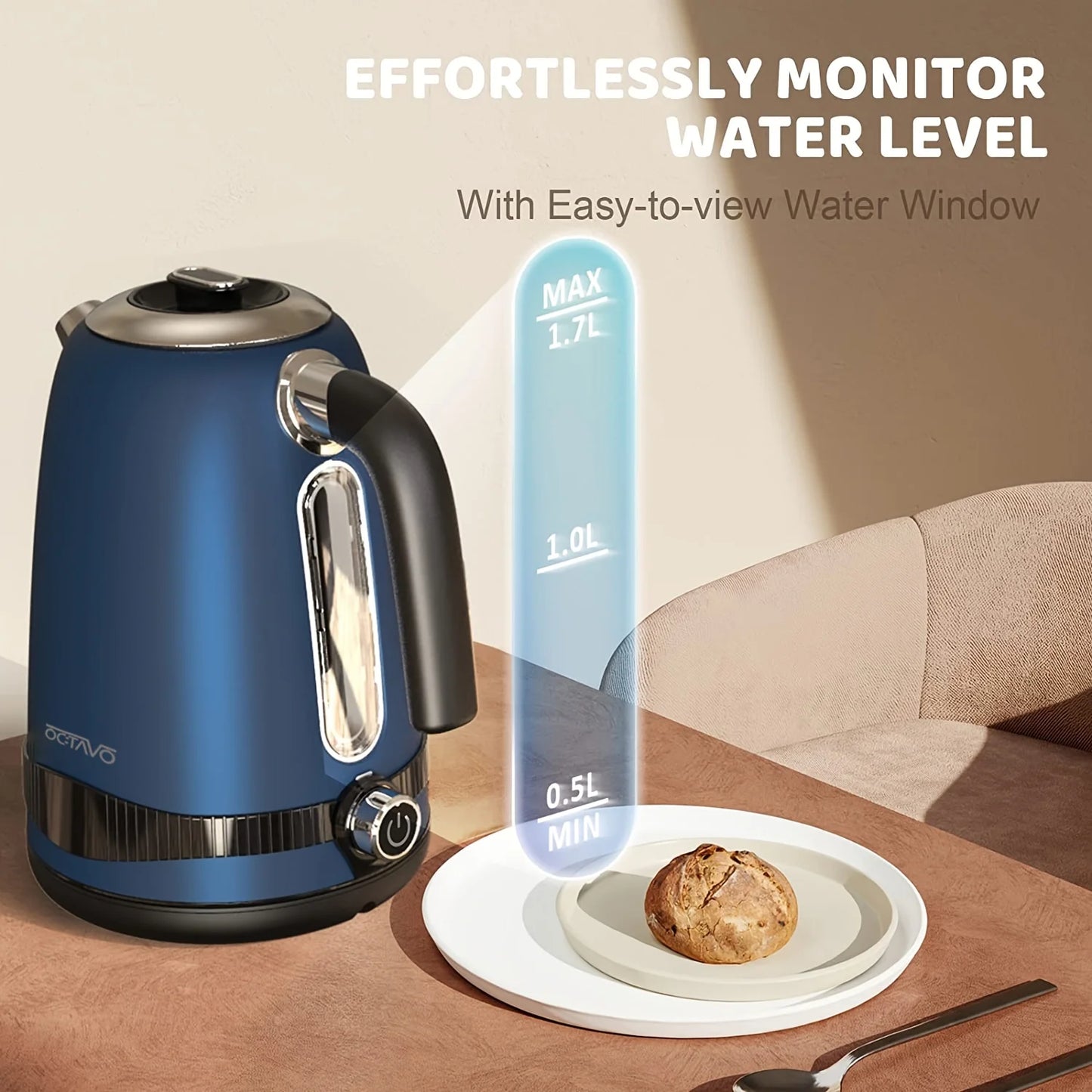 1.7L Electric Kettle: 7 Temp Settings, LED Display, Fast Boil