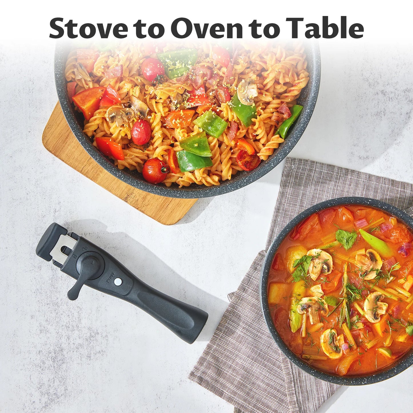 13-Piece Detachable Handle Induction  Cookware Set: Non-Stick Pots & Pans for All Stoves