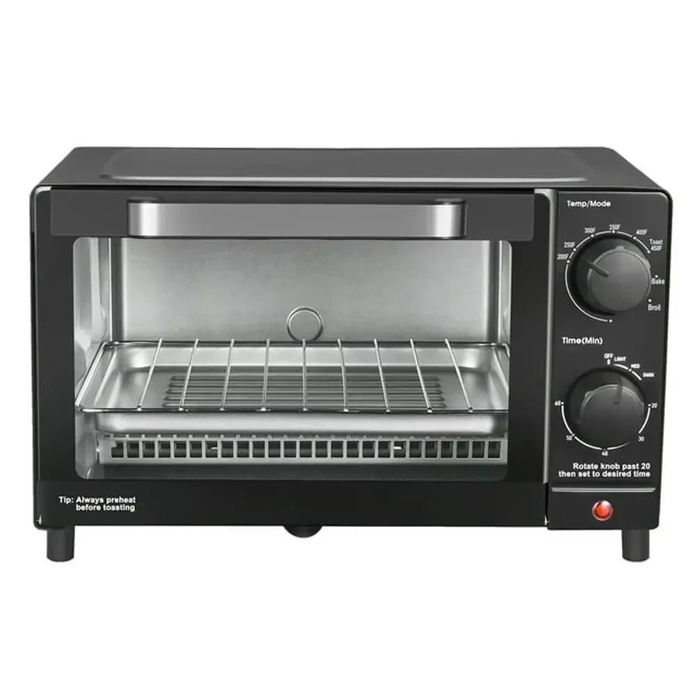 Compact 4-Slice Toaster Oven with Bake, Broil & Toast Functions – Fits 9" Pizza | 1050W Power & 60-Min Timer