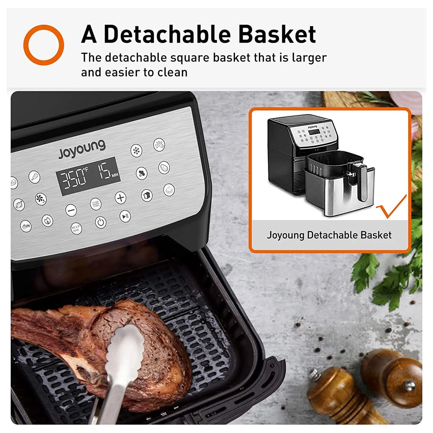 5.8QT Double Basket Air Fryer: 13 One-Touch Presets, LED Touchscreen