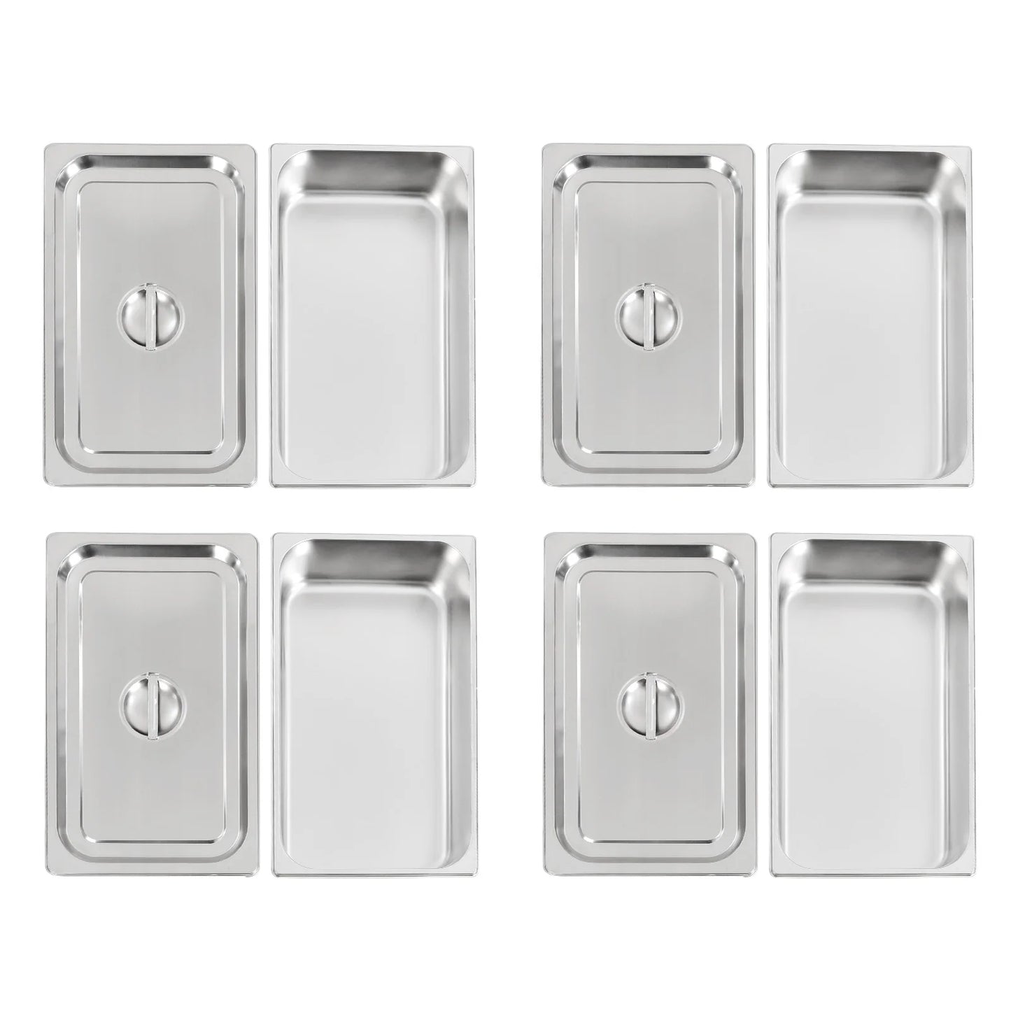 4-Pack Stainless Steel Gastronorm Pans with Lids