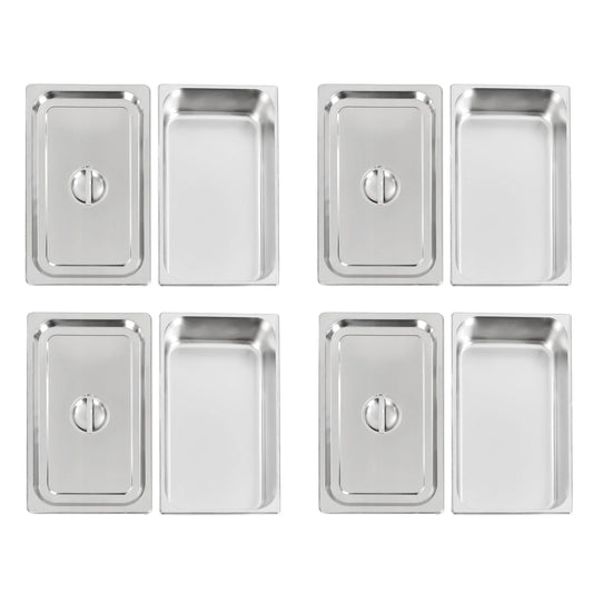 4-Pack Stainless Steel Gastronorm Pans with Lids