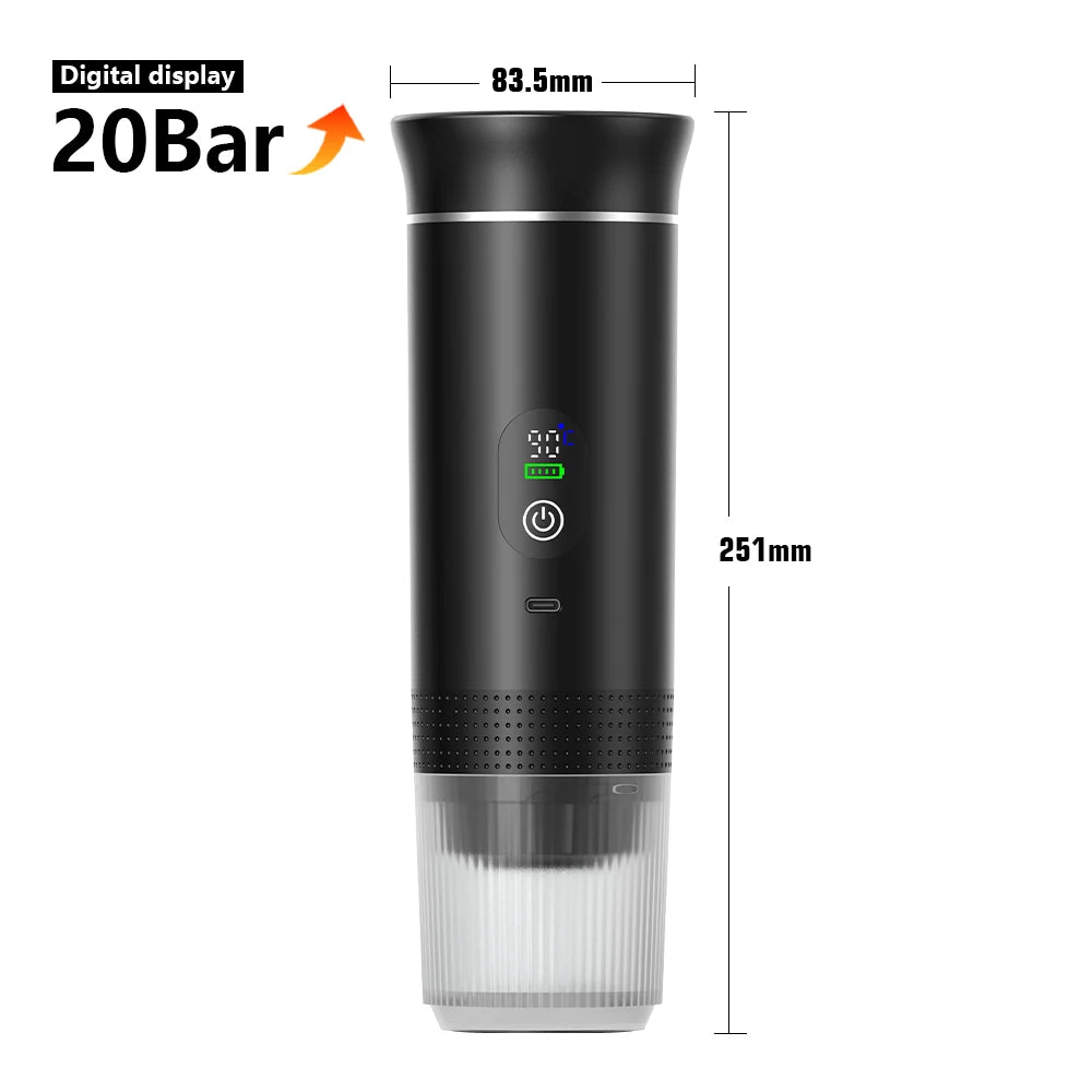 Portable Espresso Maker: 20 Bar Pressure, 3-in-1 Coffee Machine