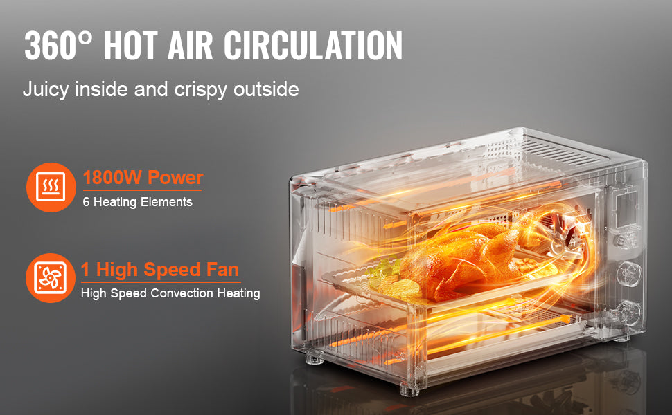 28L Convection Oven: 10-in-1 Multifunction Toaster Oven