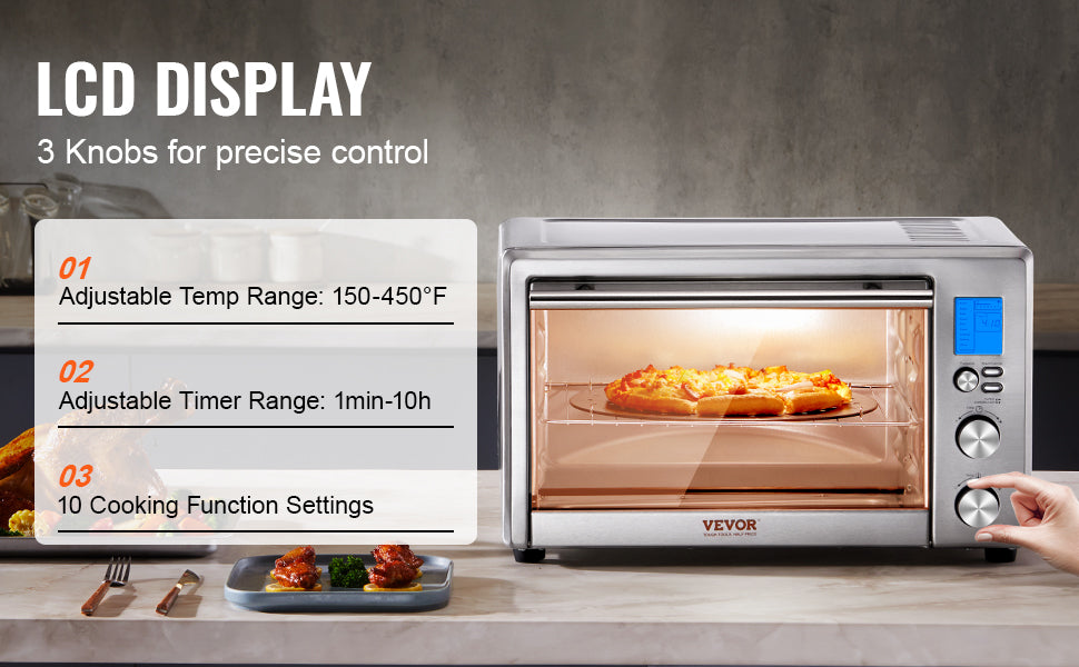 28L Convection Oven: 10-in-1 Multifunction Toaster Oven