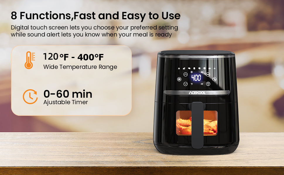 Acekool 5QT Digital Air Fryer Oven Combo: 10-in-1 Healthy Cooking